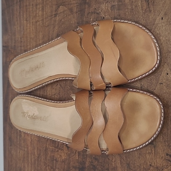 Madewell Vachetta Leather Wave Slide Strappy Slip-on Sandal Women's sz 7 - Picture 6 of 9